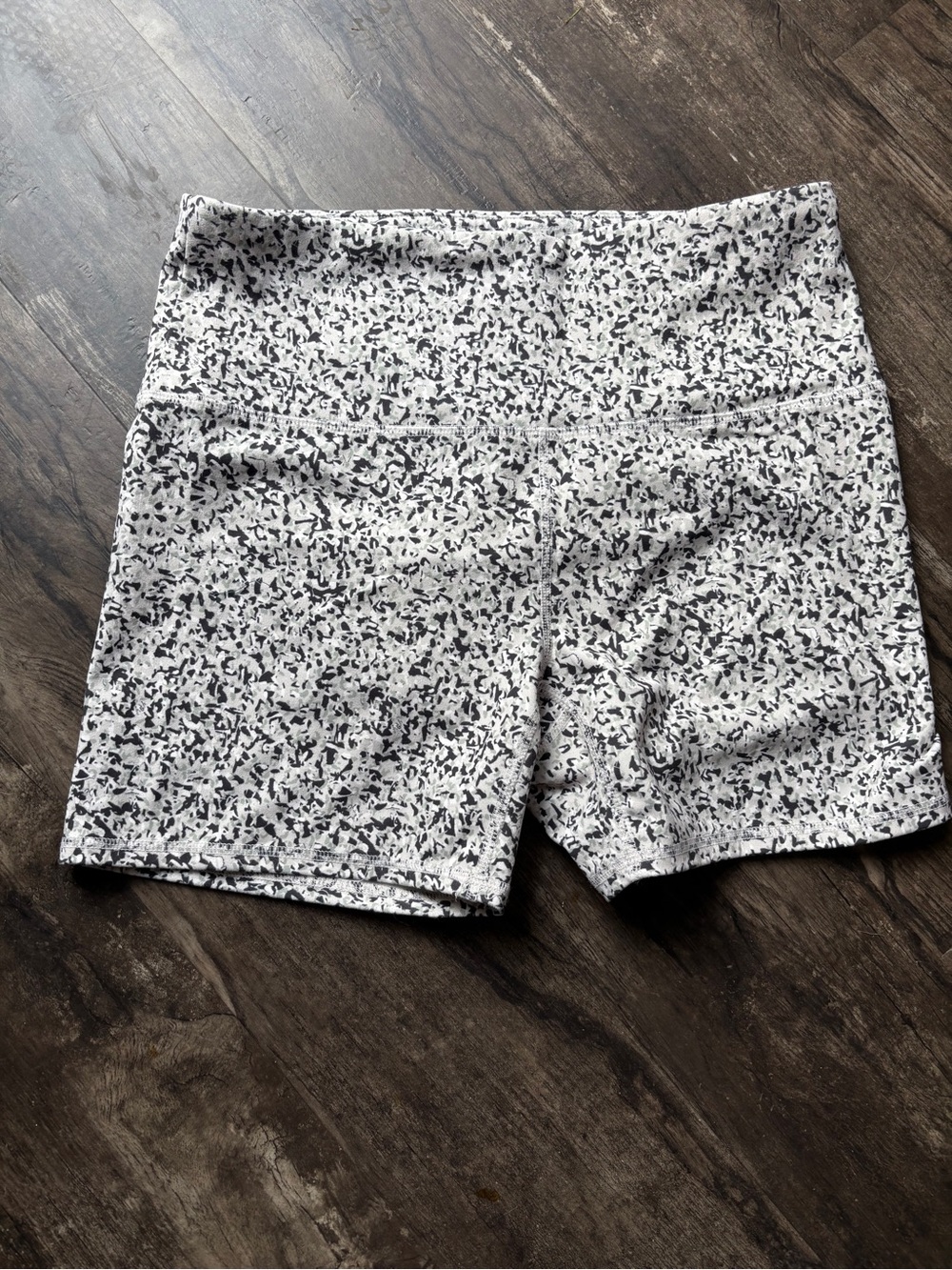 RBX White and Black Speckle High-Rise Bike Shorts